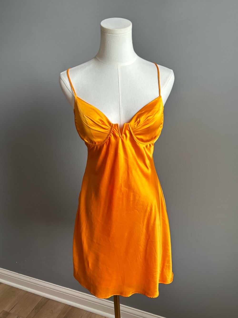 Acoa Orange Satin Mini Dress